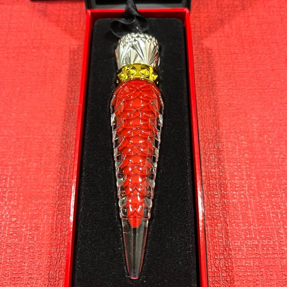 CHRISTIAN LOUBOUTIN AUTHENTIC ROUGE 001L RED LIP LACQUER & SILK CORD NECKLACE